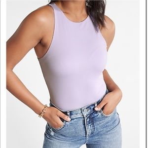 EXPRESS NWOT LILAC HIGH NECK RIBBED BODY CONTOUR BODYSUIT SIZE XL